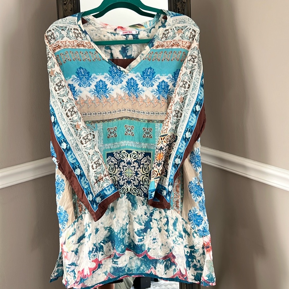 Johnny Was silk tunic, size PS